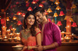 © Ingenious Buddy  - A picture of a beautiful indian couple wearing traditional clothes to celebrate diwali, diwali celebration image