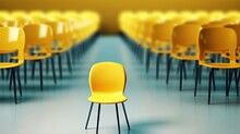Unique Yellow Chair Represents Job Vacancy In Business Recruitment Concept 3D Illustration