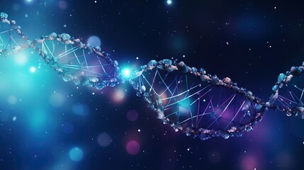 Poster - 3D rendering of a molecular structure banner for genetic engineering DNA GMO gene manipulation concept with copy space High tech in genetic engineering field