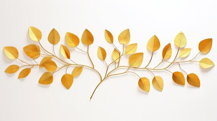 Poster - Modern painting background with 3D golden tree leaves for wall frame home decor