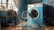 Home washing machine leaks concept of repair service