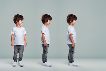 Wall Mural - child wearing plain t-shirt for mockup template