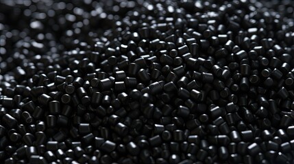 Wall Mural - Close up 3D illustration of black plastic pellets a type of polymer resin