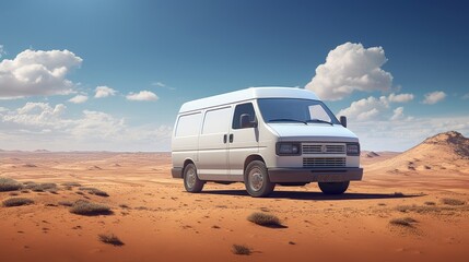 Poster - White delivery van