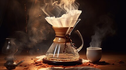 Poster - Alternative coffee brewing method with pour over dripper and paper filter