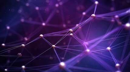 Poster - Futuristic purple background with 3D rendered brain neurons connected by triangles dots and lines
