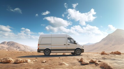 Poster - White delivery van