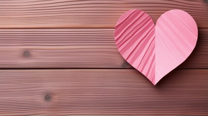 Aufkleber - Paper heart on wooden backdrop colored pink
