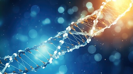 Poster - 3D rendering of a molecular structure banner for genetic engineering DNA GMO gene manipulation concept with copy space High tech in genetic engineering field