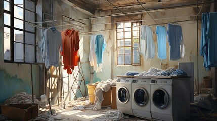 Aufkleber - Large scale industrial laundry pressing for textiles