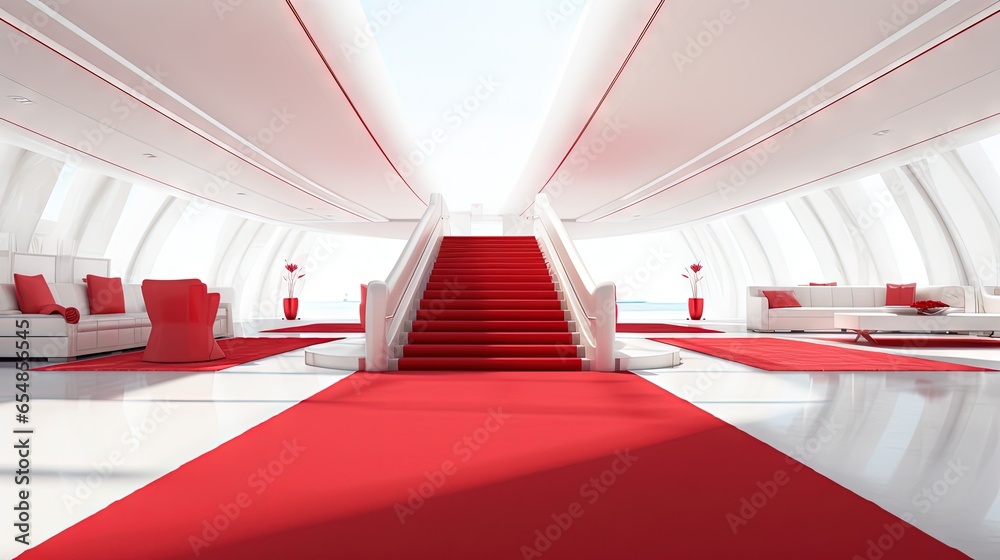 White ramp and red carpet in airport Stock Illustration | Adobe Stock
