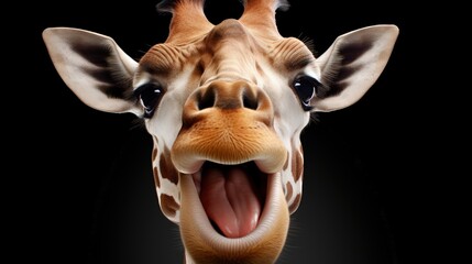 Poster - Isolated giraffe face with a humorous expression