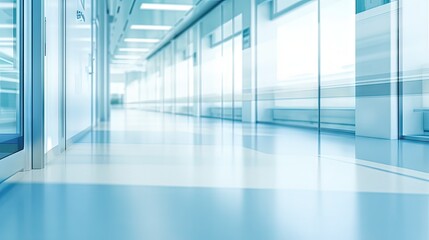 Wall Mural - Blurred technology space background in business corridor or mall with defocused medical and hospital corridor background featuring modern lab clinic