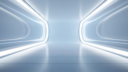 Wall Mural - 3D rendering of a modern minimal light filled corridor