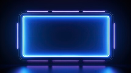 Poster - 80s style colorful raster illustration of a night club neon sign with shining neon effect on a dark blue backdrop