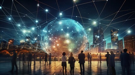 Poster - Global financial network for communication business finance banking internet connection data exchange security digital marketing and social media payments