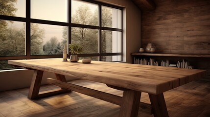 Leinwandbilder - Contemporary wooden table in loft