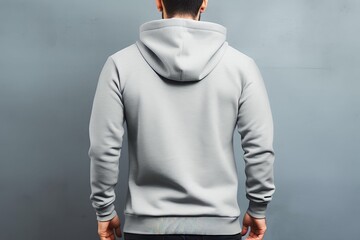 Wall Mural - Young man wearing long sleeve hoodie sweatshirt Side view, back and front view mockup template for print t-shirt design mockup