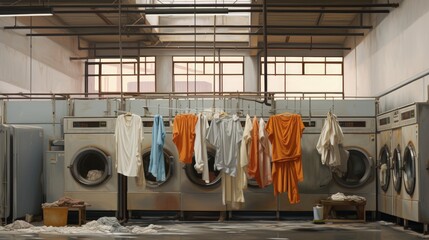 Aufkleber - Large scale industrial laundry pressing for textiles