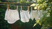 Eco Friendly Cloth Diapers Air Dried Outside For Sustainable Baby Care