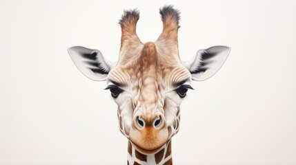 Poster - Upside down white giraffe with long neck