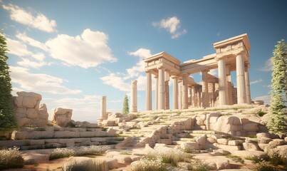 Wall Mural - ancient greek architecture buildings art, ai generative