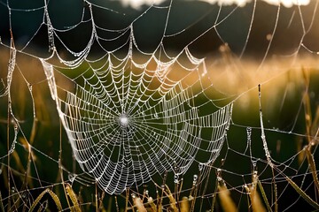 spider web with dew drops
