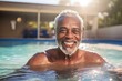 Portrait of a senior african american man in swimming pool