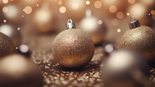 Glittering Christmas Balls, Shallow Depth Of Field