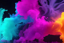 Colorful Paint Explosion Isolated On Black Background. 3d Rendering.