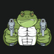 frog mascot vector art illustration frog with a gun design
