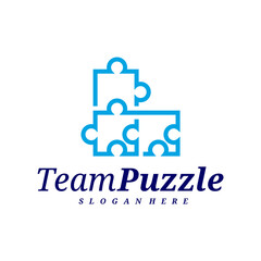 Wall Mural - Puzzle logo design vector template, Vector label of puzzle, illustration, Creative icon, design concept