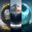ecologically balanced biomes of all climates beautifully expanding from a sphere Artstation cinematic lighting rim lighting 