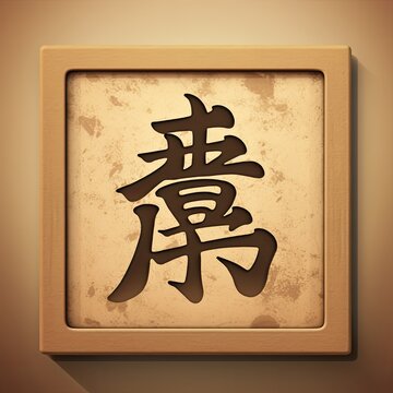 An ancient Chinese symbol on a wooden frame, perfect for adding a touch of the Far East to your home decor