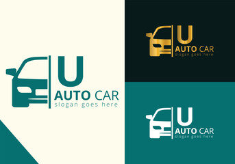 Letter U Car Logo Design Template Inspiration, Vector Illustration