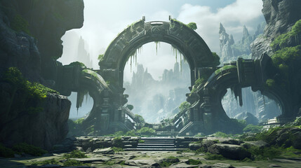 Wall Mural - fantasy scene ancient ruins, game design inspiration. sketch art for artist creativity and inspiration. 