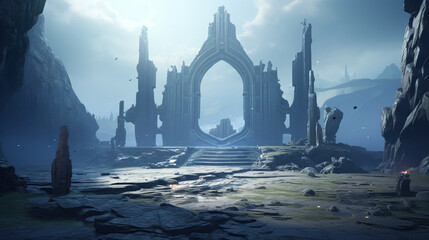 Wall Mural - fantasy scene ancient ruins, game design inspiration. sketch art for artist creativity and inspiration. 