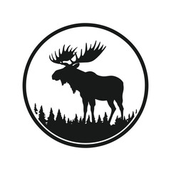 Poster - minimal and abstract moose logo elk icon deer silhouette reindeer vector caribou design