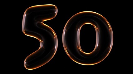Poster - Loop animation of glowing number 50 in 3d rendering.