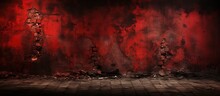 Eerie And Spooky Red Wall Background For Halloween And Horror Theme With Copyspace For Text