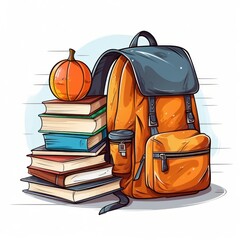 Wall Mural - Back to school. backpacks and textbooks