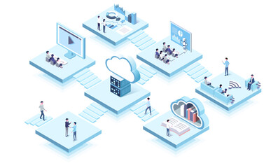 isoemtric technology image  social network and online concept people,cloud,hi-tech,