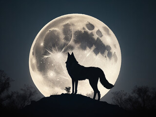  wolf howling at the moon