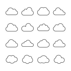 Aufkleber - clouds line vector icon set. cloud and meteorology concept.