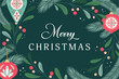 © Guzal Arislanova - Christmas New Year card with a frame of fir branches and leaves and text on a dark green background. Flat  style. Vector illustration.