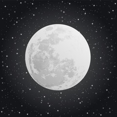 Wall Mural - Realistic moon on the night sky