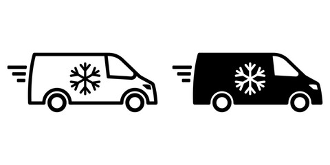 Poster - ofvs472 outlinefilledvectorsign ofvs - refrigerator truck vector icon . fast shipping sign . isolate