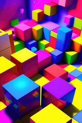 Aufkleber - Colorful 3d cubes background with vivid color tone.