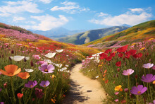 Path Through Colorful Flowers