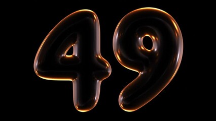 Poster - Loop animation of glowing number 49 in 3d rendering.